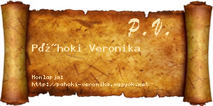 Páhoki Veronika névjegykártya