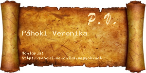 Páhoki Veronika névjegykártya